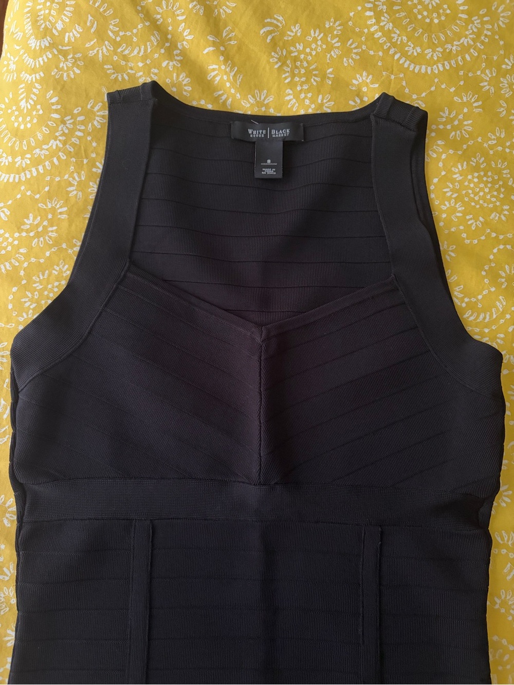 White House Black Market Black Bandage V-Neck Tank